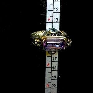 Amethyst and aquamarine Art Deco ring 7